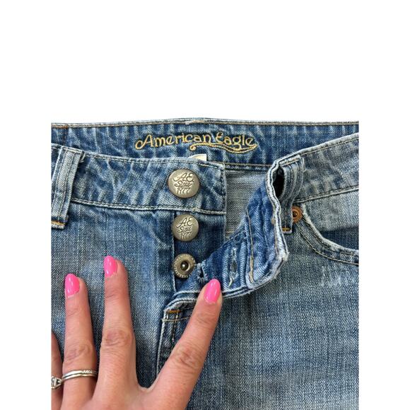 American Eagle VTG Y2K Micro Mini Denim Skirt Women’s 4 Preppy Academia Casual - Picture 3 of 9